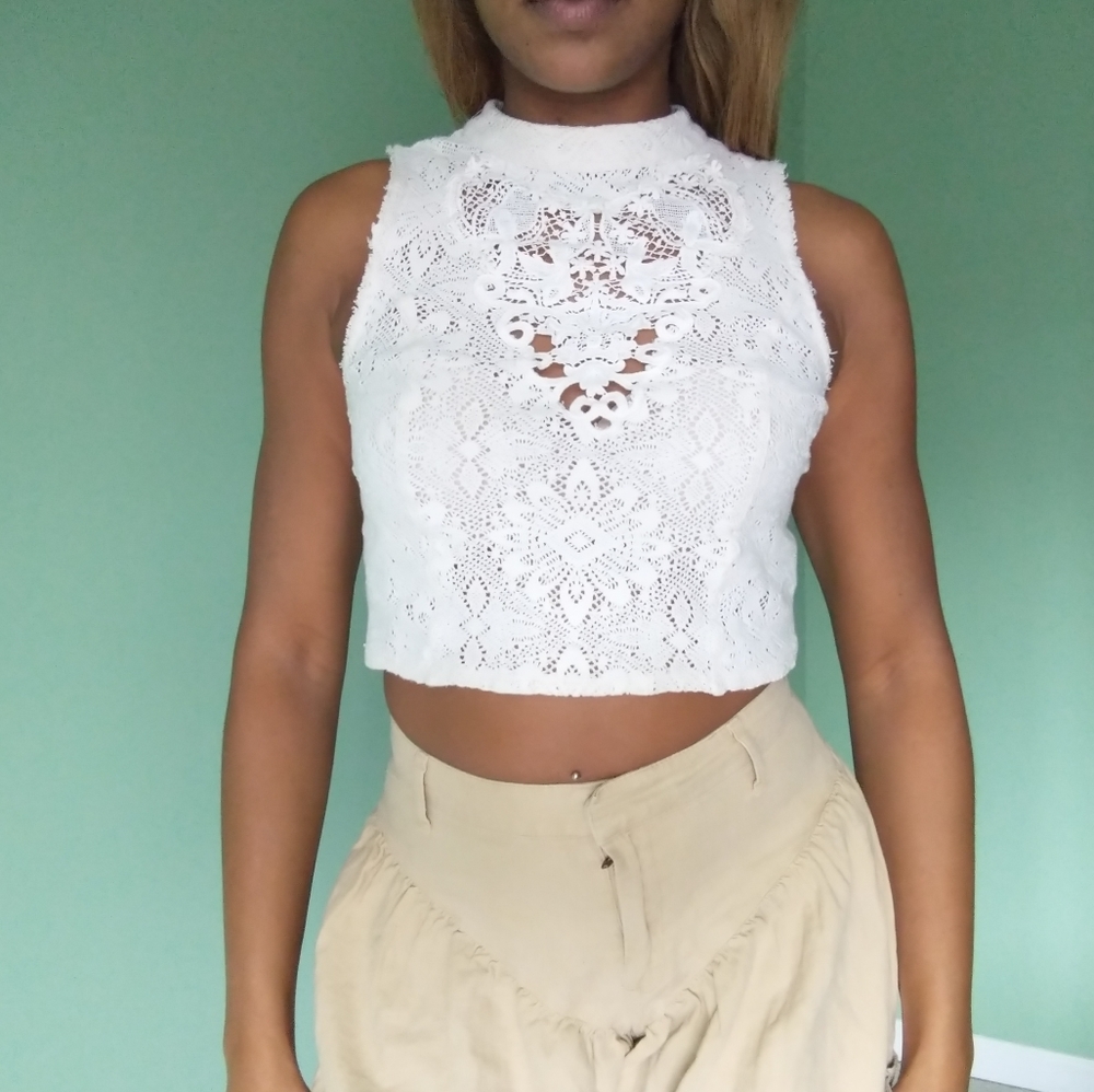 Women's Free people cream lace crop top - Picture 1 of 9